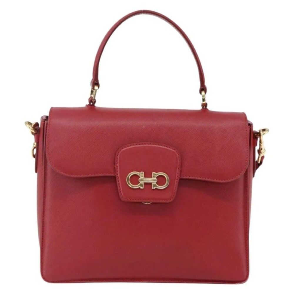 Salvatore Ferragamo Gancini Leather Red Leather Handbag
